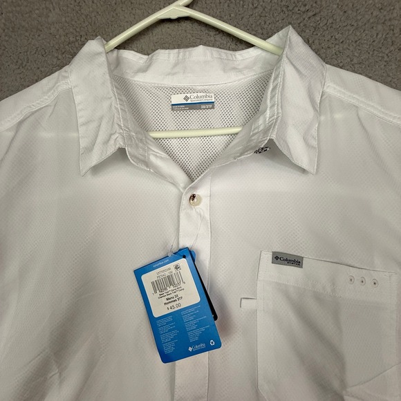Columbia Slack Tide PFG Men's White Omni Shade Short Sleeve Fishing Shirt 3XL - Picture 2 of 9
